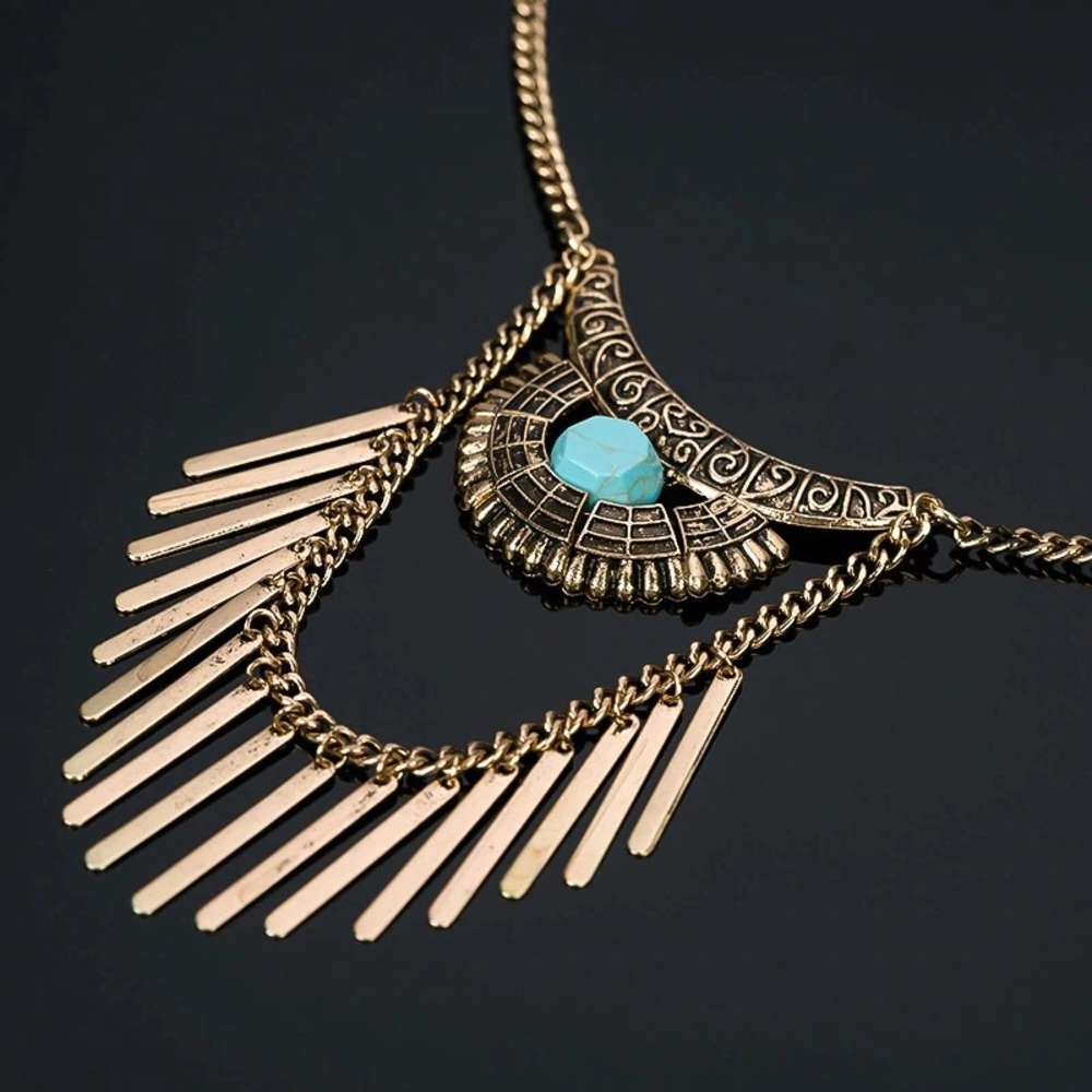 Gold Plated Statement Long Necklace - Picture 4 of 4